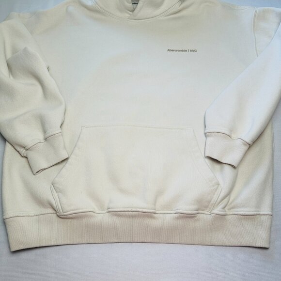 Abercrombie & Fitch Soft A&F The Essentials Pullover Hoodie Men Large Ivory Cozy - Picture 3 of 10